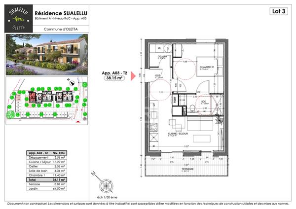 Appartement neuf T2 en rez-de-jardin à vendre à Oletta