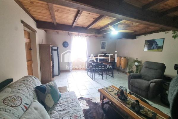 Maison ancienne aux murs épais, vue dégagée, jardin agréable, village accessible à pied, stationnement camping-car, garage, DPE E.