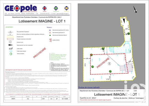 Terrain à vendre 604 m² Espira-de-l'Agly