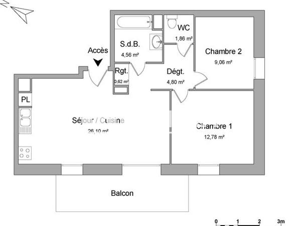 Location Appartement 3 pièces 59.8 m² - 51-53 RUE LAVEISSIERE Deville Les Rouen 76250