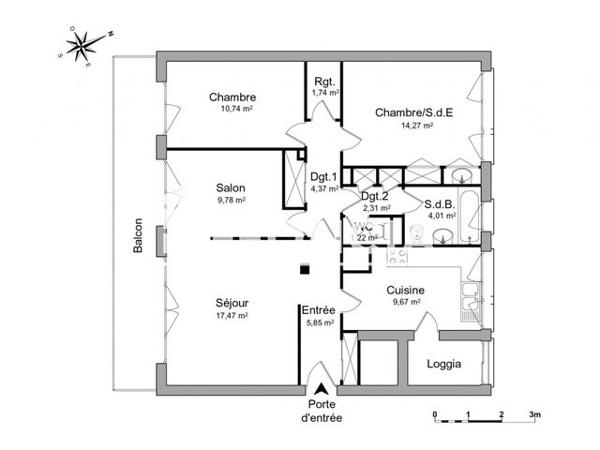Location Appartement 4 pièces 81.53 m² - BATIMENT A - ESCALIER D Meylan 38240