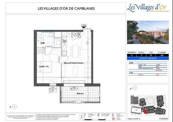 Appartement Camblanes Et Meynac 2 pièce(s) 43.70 m2