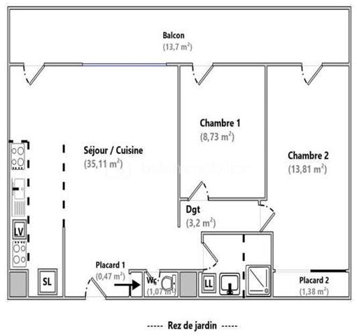 Appartement de 67,51 m²