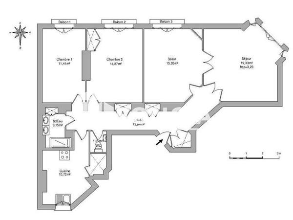 Location Appartement 4 pièces 89.76 m² - 314 A 2E PORTE Cannes 06400