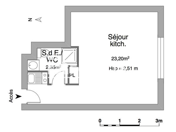 Location Studio 25.55 m² - 37/39 RUE DEMIDOFF Le Havre 76600