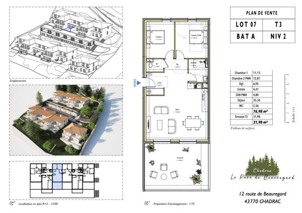 Vente Appartement76,98 m² - 3 Pièces - CHADRAC (43770)