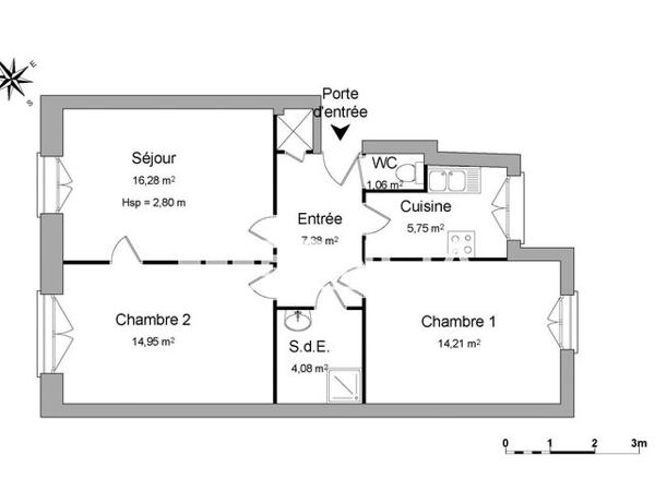 Location Appartement 3 pièces 63.71 m² - 42 RUE DAMREMONT Paris 75018