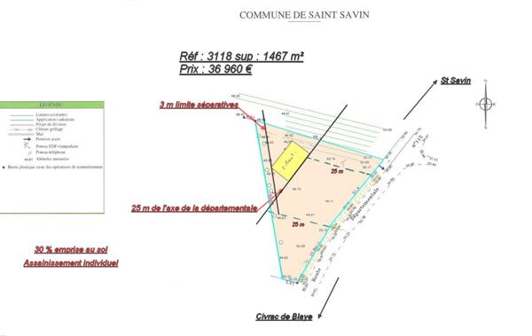 SAINT-SAVIN TERRAIN CONSTRUCTIBLE DE 1460 M² Saint-Savin (33920)