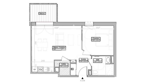 Appartement 2 pièces 47.33 m2