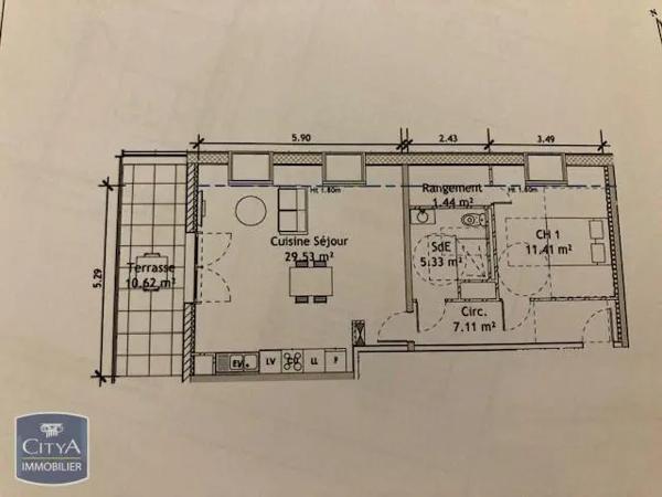 Appartement à louer 2 pièces 54.82m² Chenôve (21300)