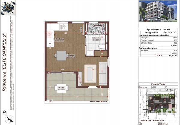 Appartement 1 pièce de 30 m² à TAMPON (KM 14) (97430)