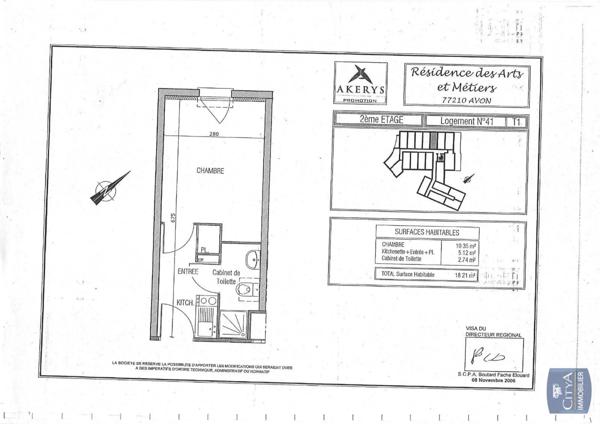 Appartement à louer 1 pièce 18.21m²