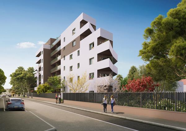Appartement Neuf Montpellier, TVA 5,5 %, 3 pièces neuf de 66 m² avec terrasse de 12m², une place de parking