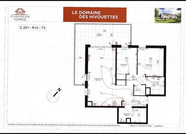 T3 en dernier étage + terrasse de 25m² vue dégagée + double Pkg en sous-sol - Toutes proximités