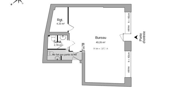 Location Local commercial 47.37 m² - Angers 49100