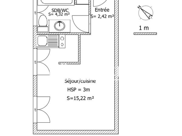 Location Studio 21.96 m² - 2 RUE DU FAISAN Lille 59000