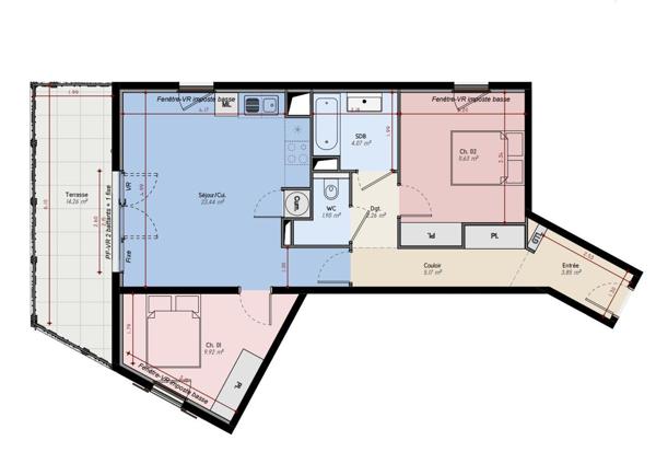 Appartement à vendre 3 pièces 62 m² Lunel