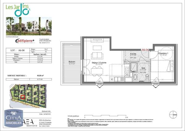 Location appartement Strasbourg (67) 2 pièces 44.89m²