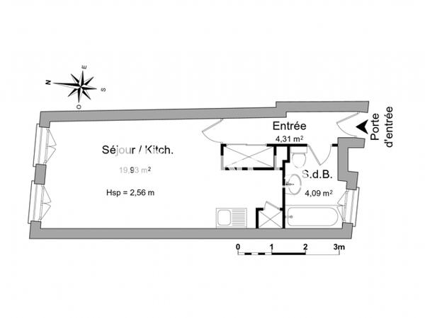 Location Studio 28.33 m² - 30 RUE PANNECAU Bayonne 64100