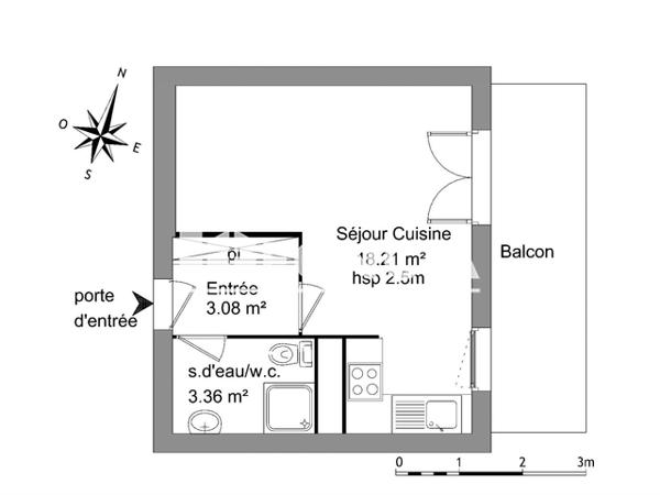Location Studio meublé 24.61 m² - 1278 ROUTE DE GANGES Montpellier 34090