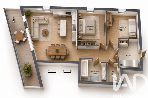 Appartement à vendre 3 pièces 69 m² Blagnac