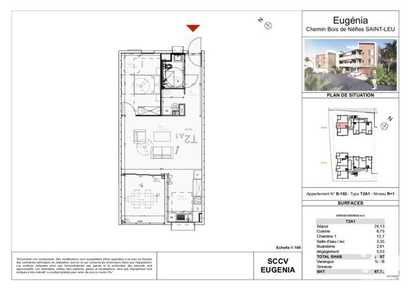 Appartement à vendre 2 pièces 67 m² LE PITON-SAINT-LEU