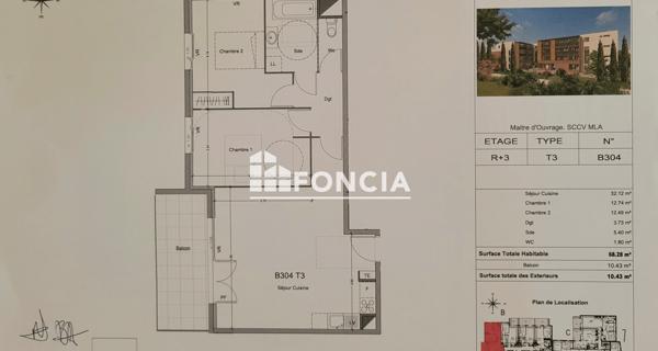Location Appartement 3 pièces 68.28 m² - Morières-lès-avignon 84310