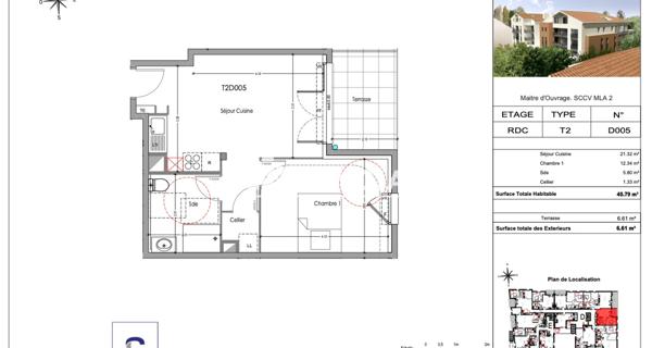 Location Appartement 2 pièces 40.79 m² - Morières-lès-avignon 84310