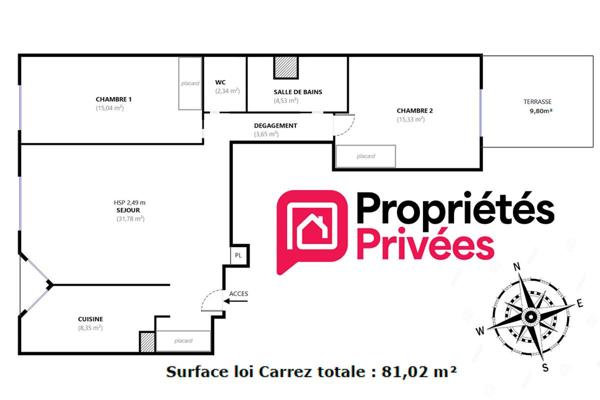 Appartement Boulogne Billancourt traversant 3 pièce(s) 81,02 m2 avec terrasse de 10 m2