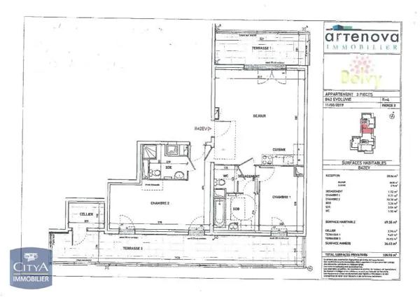 Appartement à louer 3 pièces 69.35m² Moissy-Cramayel (77550)