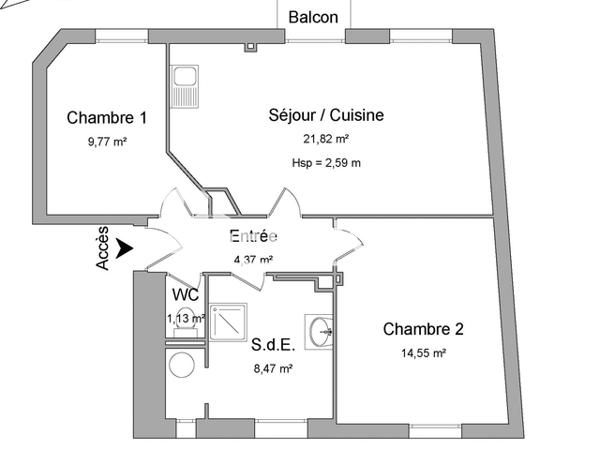 Location Appartement 3 pièces 60.12 m² - 25 RUE BALDNER Strasbourg 67100