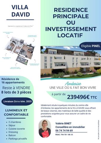 Programme neuf sur Amboise reste 8 appartement 3 pièces sur 16