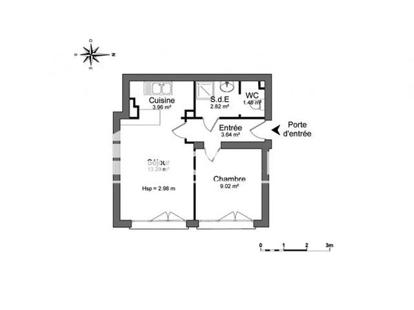 Location Studio 34.22 m² - 44 RUE BERTHELOT Valence 26000