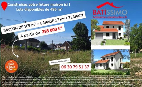 Terrain à vendre de 496,00 m² ENTRE DEUX GUIERS (38)