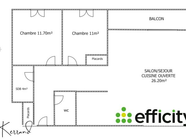 Appartement 3 pièces - 60 m²