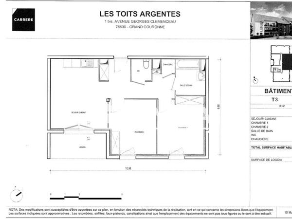 Location Appartement 3 pièces 62.1 m² - 1 BIS RUE GEORGES CLEMENCEAU Grand Couronne 76530