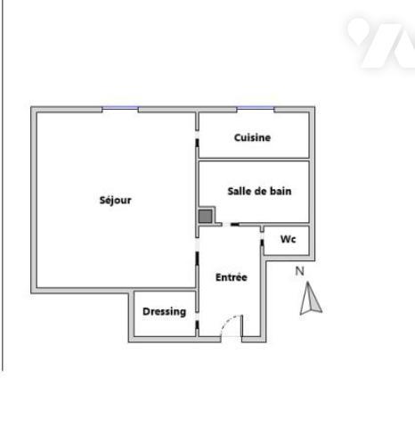 Studio en RDJ avec balcon