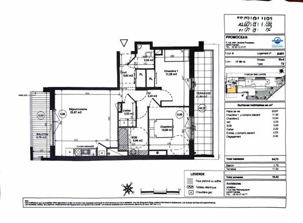 Appartement à NANTES, 44000 - 3 pièces 68m²