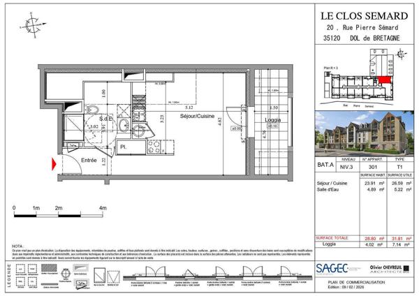 Appartement 1 pièce                                        - 35120 Dol-de-Bretagne - Gare Réf : 130210