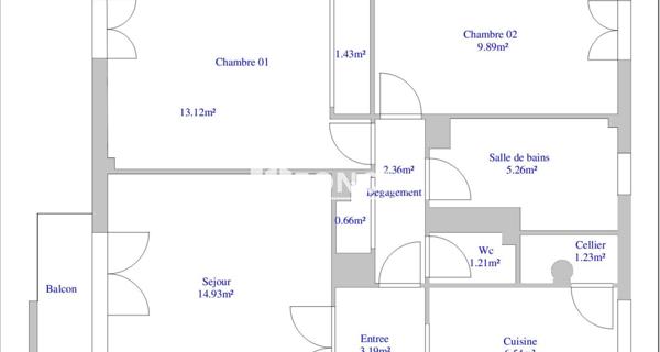 À vendre Appartement 3 pièces 59.25 m² - Houilles 78800
