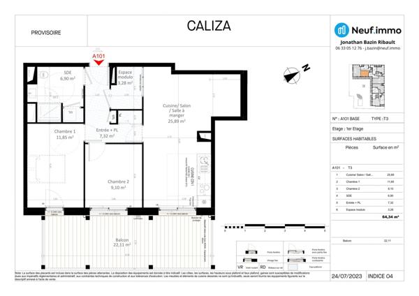 À vendre - T3, 3 pièces situé à Olivet (45160)