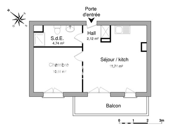 Location Appartement 2 pièces 36.81 m² - 14 AV GUYON DE GUERCHEVILLE Herouville Saint Clair 14200