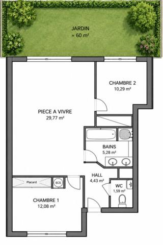 Appartement BBC avec jardin et parking