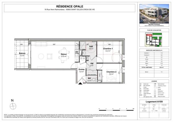 Appartement (neuf) à vendre 3 pièces 63 m² Saint-Gilles-Croix-de-Vie