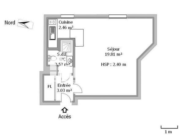 Location Studio 27.83 m² - 10/12 RUE BRASSERIE GRUBER Melun 77000