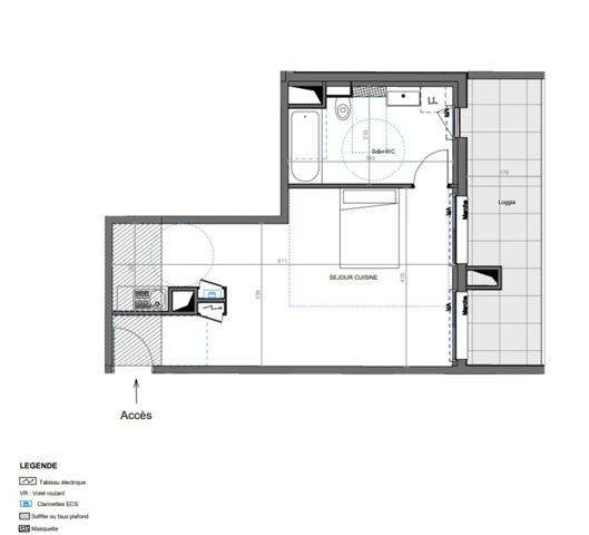 Dpt Hérault (34), à louer MONTPELLIER appartement T1 39m2 avec loggia de 11,6m2 - Dernier étage
