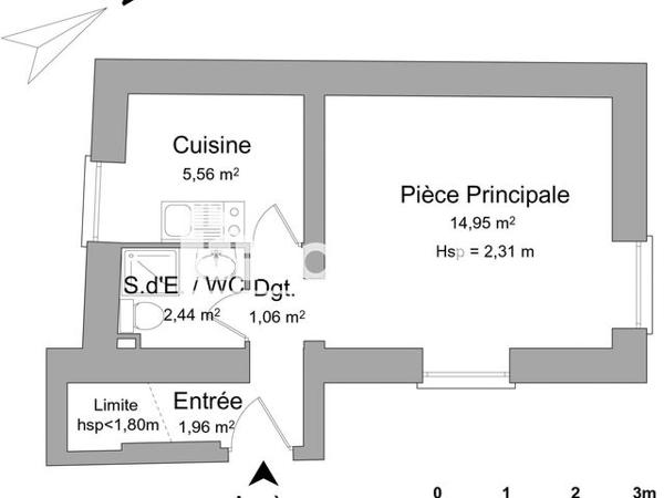 Location Studio 26 m² - 7 RUE TALMA Brunoy 91800