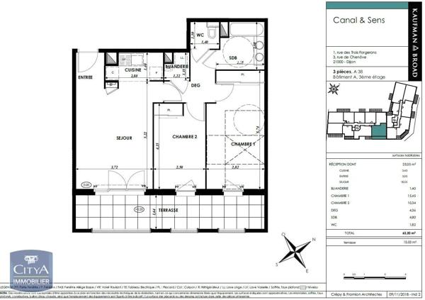 Appartement à louer 3 pièces 63.2m² Dijon (21000)