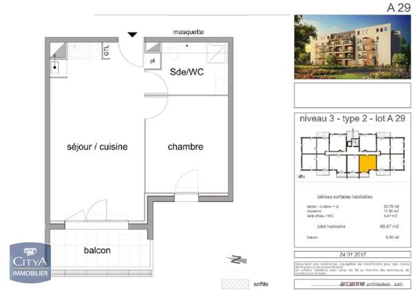 Appartement à louer 2 pièces 40.3m² Avignon (84000)