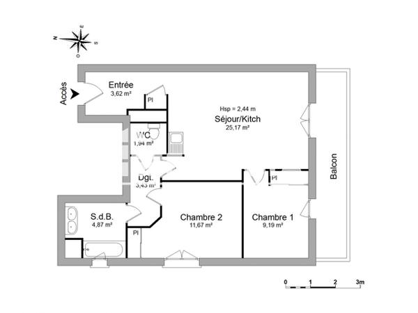 Location Appartement 3 pièces 59.89 m² - 392 CHEMIN GAI VERSANT La Seyne-sur-mer 83500